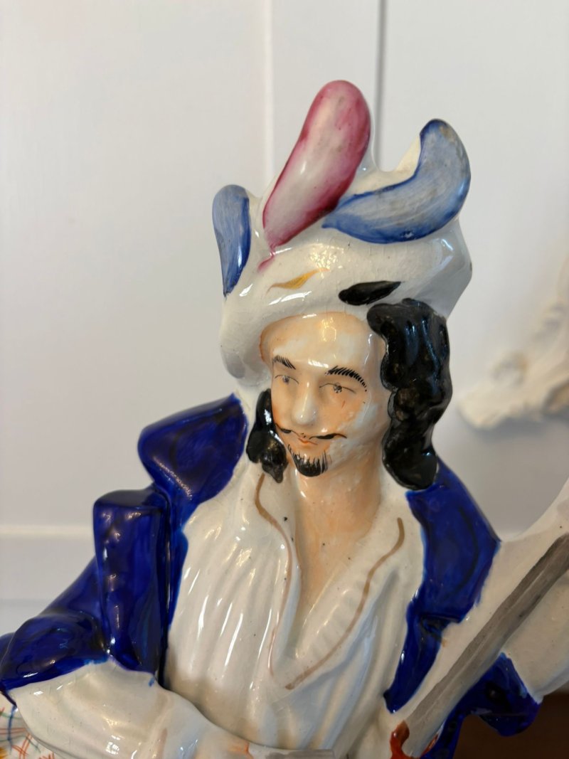 Large Antique Victorian Quality Staffordshire Flatback Figure of Will Watch Smuggler - Image 6